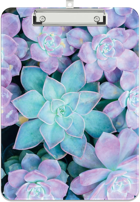 Rimilak Plastic Clipboards with Metal Clip, A4 Letter Size 9 x 12.5 in, Office Decorative for Students Women Men and Kids, Cute Custom Pattern, Plants