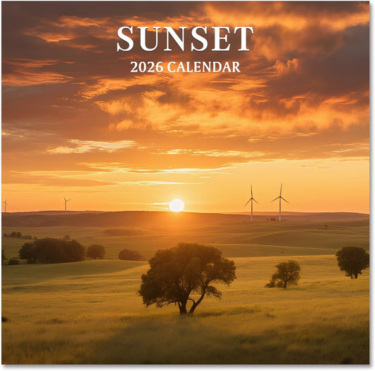 2026 Calendar, 2026 Wall Calendar, Monthly Calendars 12 Month Sunset Sunrise 12" x 24" Opened, Thick Glossy Paper for Organizing Planning, Ideal for Home Office