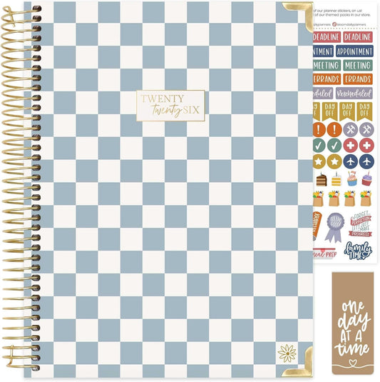 bloom daily planners HARDCOVER 2026 Planner (January to December) - 8.5” x 11” Weekly & Monthly Dated Agenda Organizer Book with Stickers & Tabs - Checkered