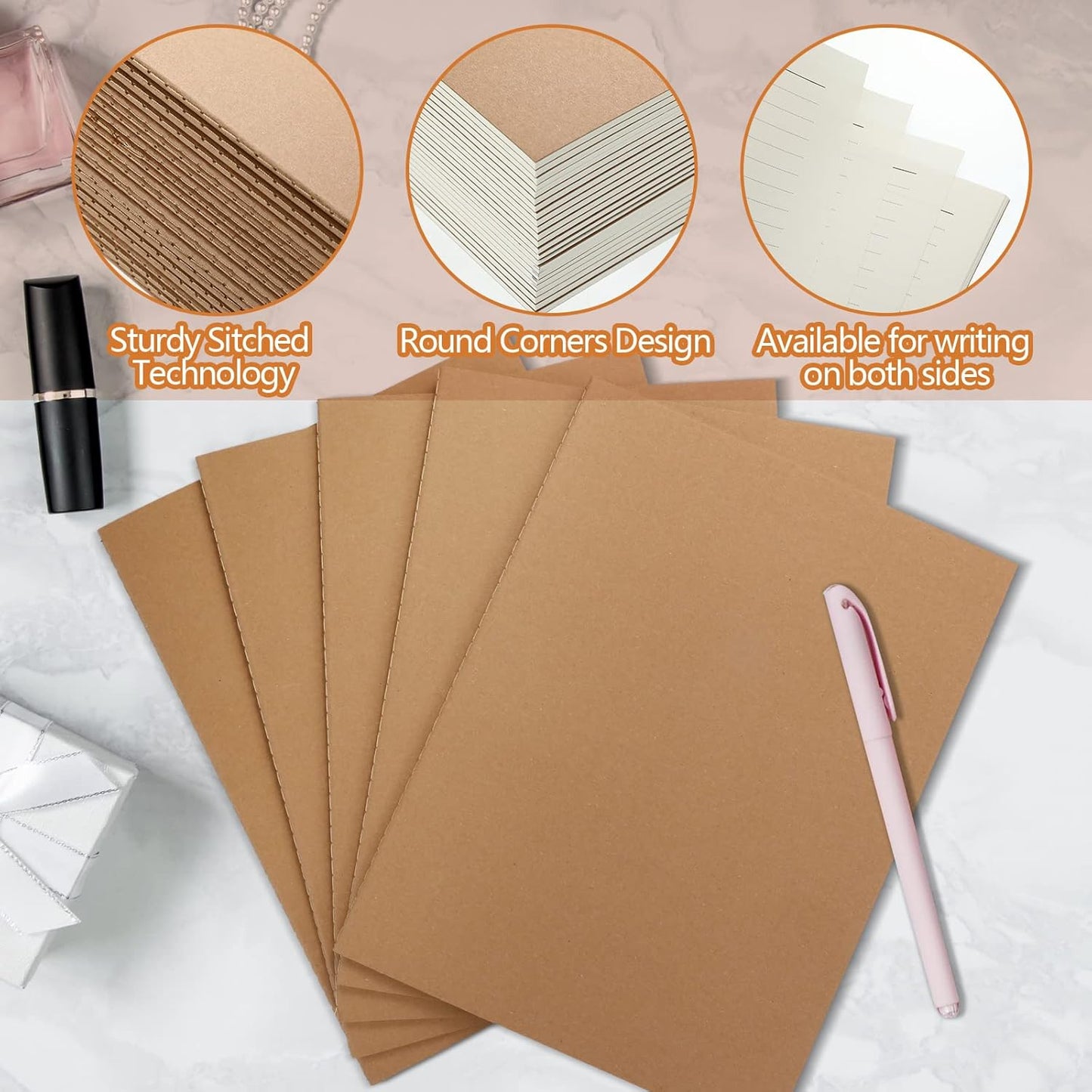 Lincia 24 Pack Large Kraft Notebooks Bulk, 8.5 x 11 Inch College Ruled A4 Subject Diary Journals Notebooks for Office Notes Writing Supplies, 60 Pages
