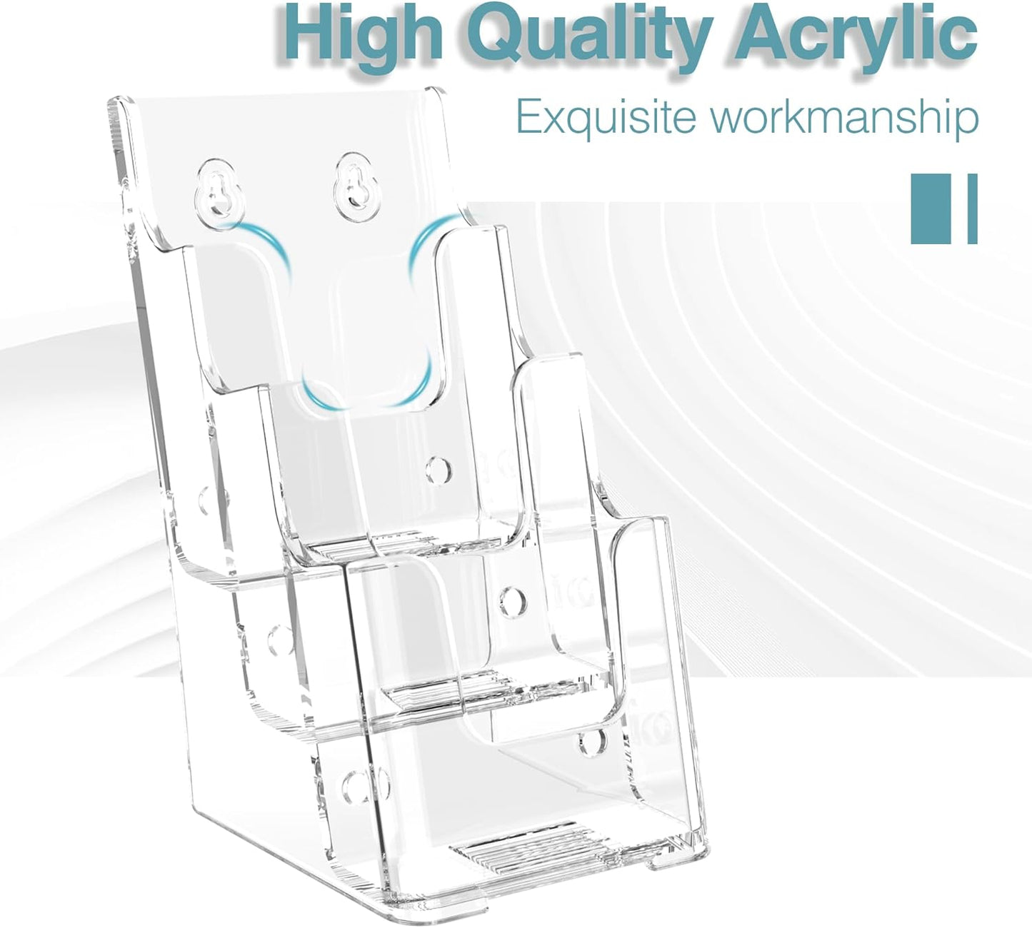Brochure Holder 4x9 Inch 3 Tier Acrylic Literature Holders Clear Plastic Flyer Display Stand Countertop Use or Wall Mount Pamphlet Holder Organizer for Office, Lobby, Hotel, Trade Show, 2 Pack