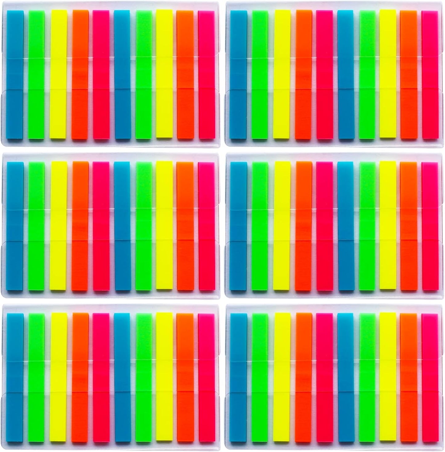 Thin Page Flags Markers Assorted Color, 1200 Pages Total, 0.24x1.73 Inch Standard Flag Tabs, Easy to Post, 6 On-The-Go Dispensers/Combo Pack