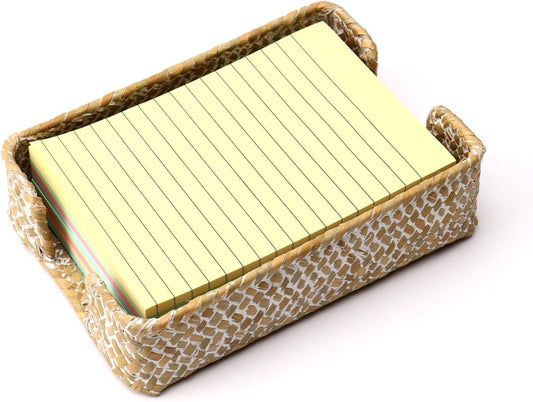 4 x 6 Inch Sticky Note Holder,Seagrass Post It Note Dispenser,Woven Sticky Note Dispenser,Farmhouse Style Post It Holder for Home Office Desk Decor,Whitewash