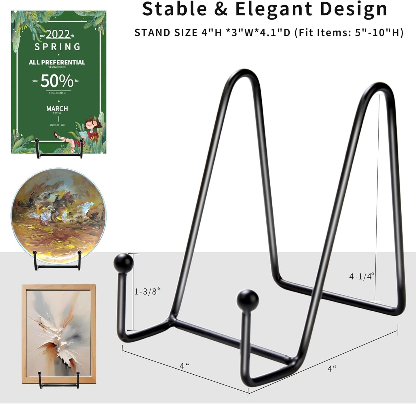 Birity 32 pcs 4.5in Plate Stands for Display,Metal Plate Holders Display Stands Can Be Used for Picture Stand,Book Stands for Display,Plate Display Stands,Easel,Photo Frame Stands,Desktop Stand