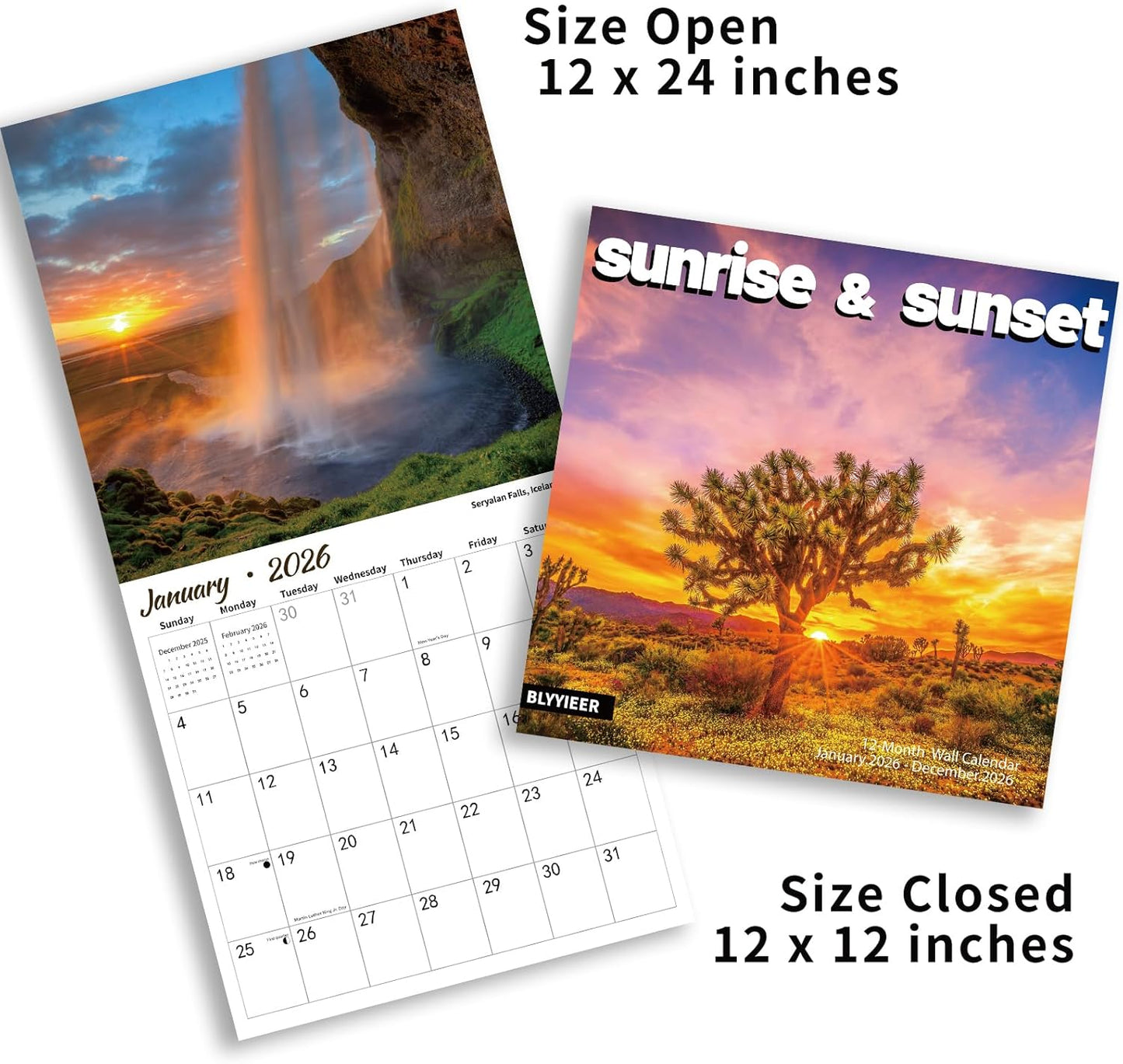 2026 Wall Calendar, Sunrise or Sunset Wall Calendars,2026 Monthly Calendars, Thick Glossy Paper, Organizing & Planning