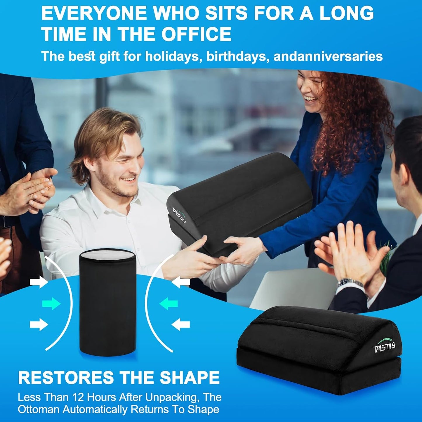 TALSTILA Foot Rest for Under Desk at Work, Foot Rest with Warm Plush Feet Pocket, Ergonomic Adjustable Memory Foam Footrest for Office Chair, Foot Stool for Office - Back & Leg Pain Relief