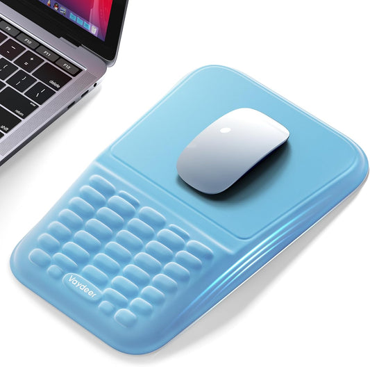 Vaydeer Ergonomic Mouse Pad with Wrist Rest – Memory Foam Mouse Pad with Wrist Support & Massage Bulge, Non-Slip PU Base, Relieves Carpal Tunnel Pain – Ideal Mouse Wrist Rest for Office & Home (Blue)
