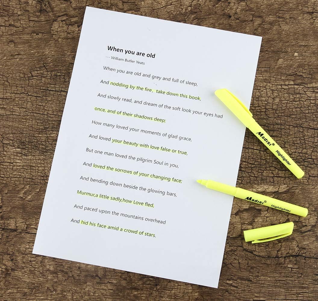 Madisi Highlighters, Chisel Tip, Fluorescent Yellow, Bulk Pack, 144-Count