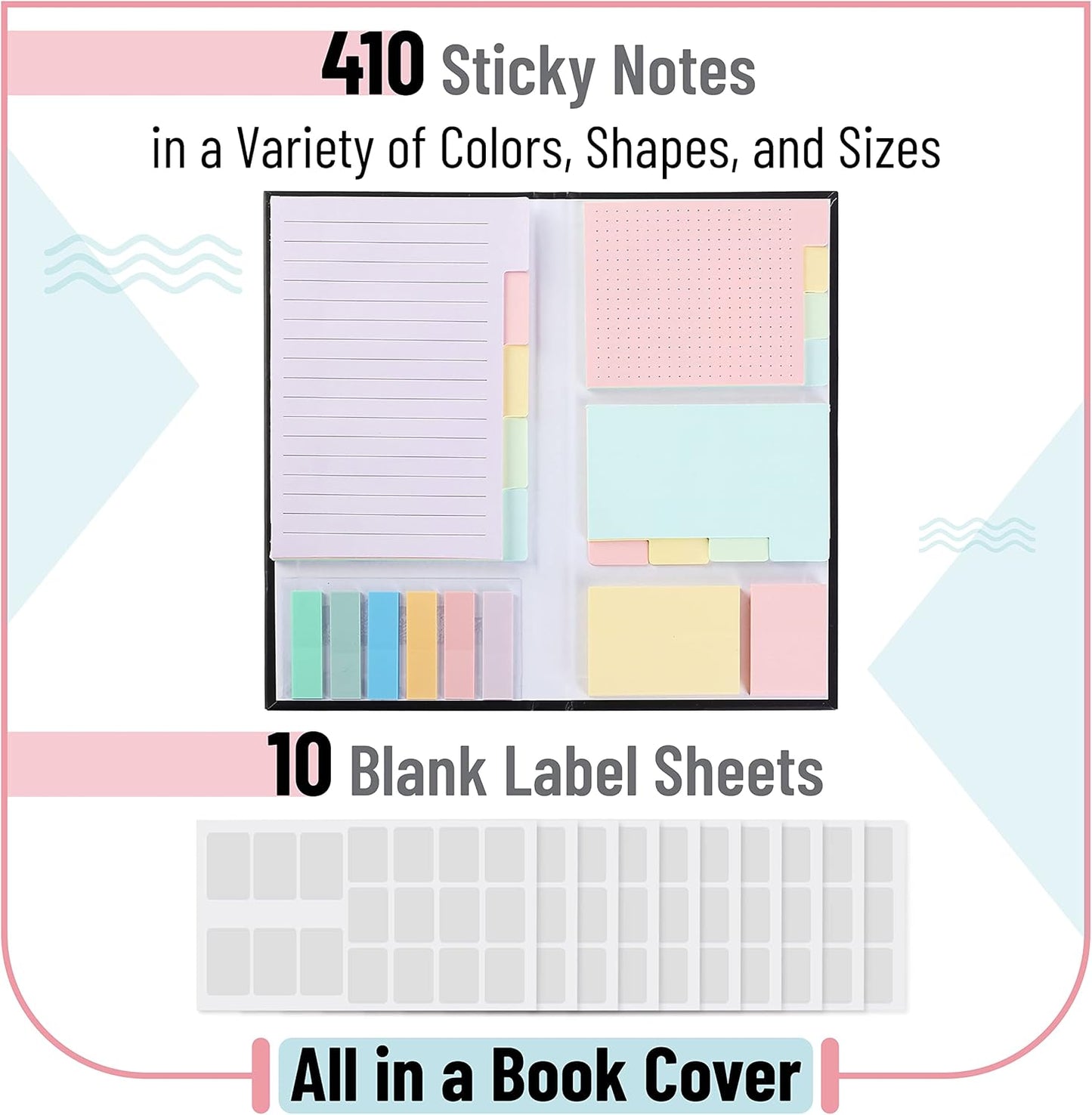 Mr. Pen- Sticky Notes Set, 410 Pack, Pastel Colors, Divider Sticky Notes, School Supplies, Office Supplies, Planner Sticky Note Dividers Tabs, Book Notes
