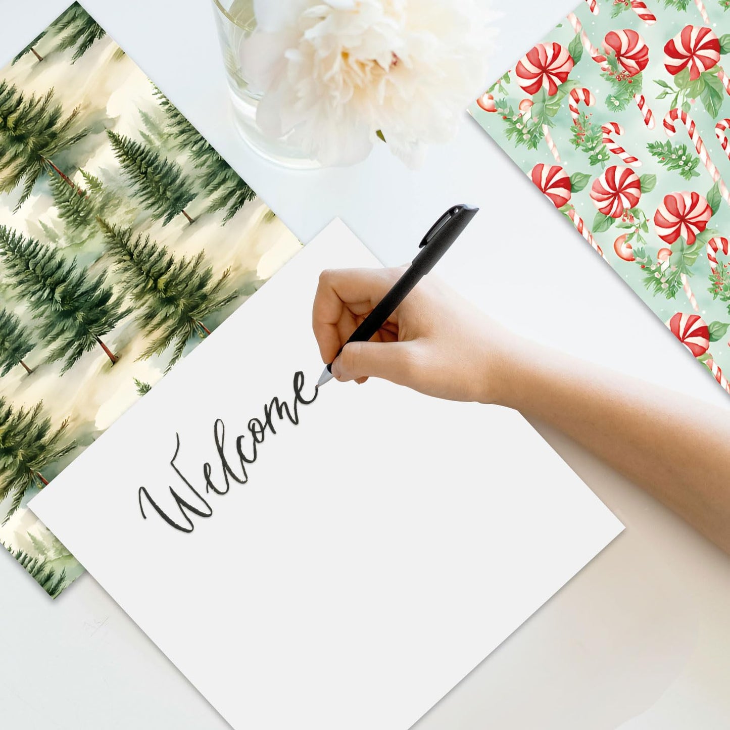 Christmas Scrapbook Paper Pad 6''x 6'' - 24 Sheets Santa Claus Snowman Patterned Designed Decorative Decoupage Folded Card Material DIY Crafts Wrapping Planners Journals Photo Album