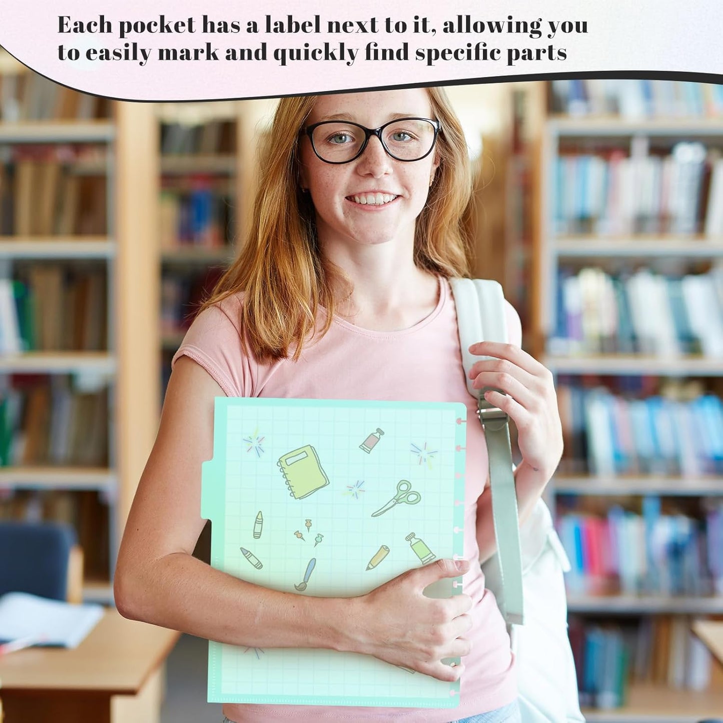 5 Pcs Letter Size Discbound Pocket Dividers with Tabs and Pockets 11" x 8.5" Notebook Planner Disc Binder Dividers Discbound Notebook Divider Paper Disc Notebooks Discbounds Plastic Divider for Office