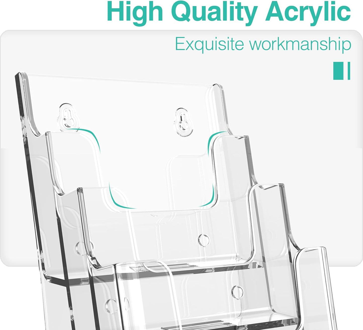 Brochure Holder 6x9 Inch 4 Tier Acrylic Literature Holders Clear Plastic Flyer Display Stand Countertop Use or Wall Mount Pamphlet Holder Organizer for Office, Lobby, Hotel, Trade Show, 1 Pack