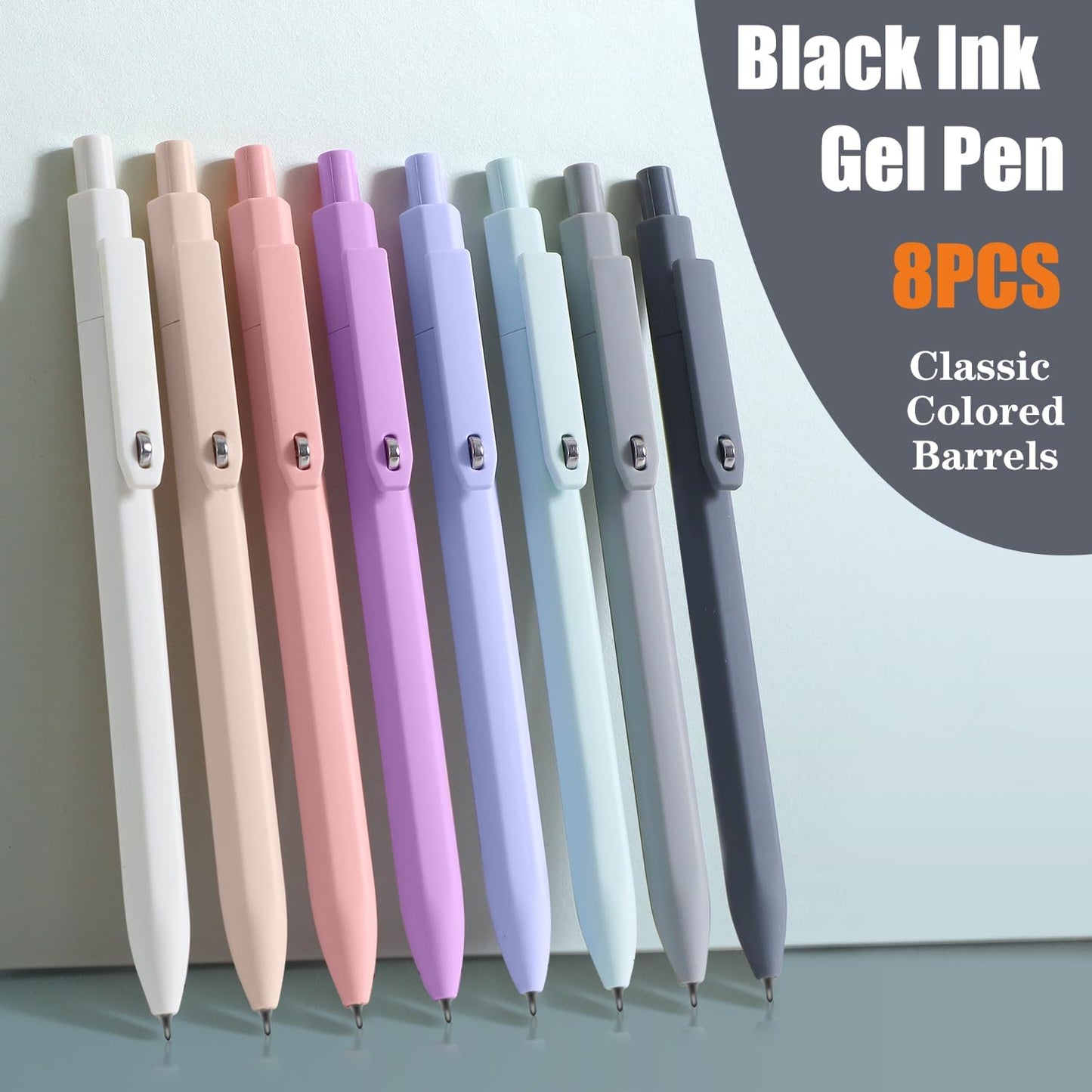 Gel Pens,8pcs Fine Point Smooth Writing Black Ink Retractable Journaling Pens Ballpoint, Quick-Dry Cute Fidget Pens for School Supplies Office Desk Accessories
