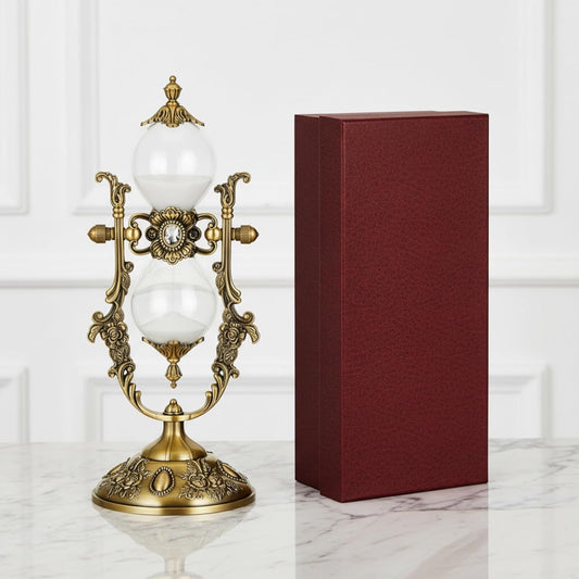 Hourglass Timer, 15 Minutes Embossed Metal Hourglass Vintage Home Decoration with Sand for Home Desk Office Wedding Gifts Kitchen Timer