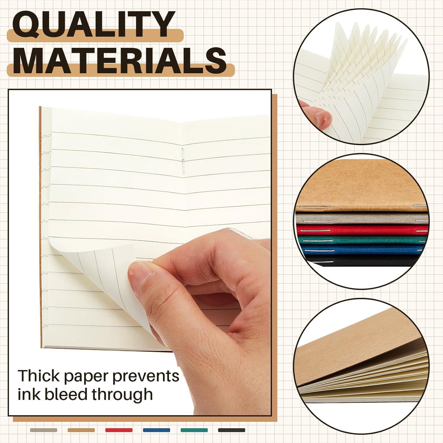 Outus 36 Pcs Pocket Notebook Mini Journal 2.5" x 4" Kraft Paper Mini Notepad Bulk Softcover Pocket Notepad Memo Diary Subject Notebooks for Student Traveler School(Multicolor, Blank Cover)