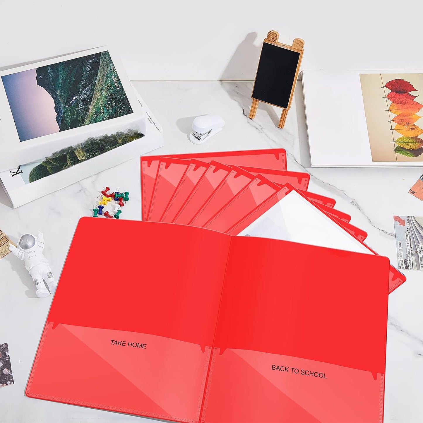 Henoyso 24 Pcs Folders with Pocket School to Home Folder Heavy Duty 2 Pocket Homework Folders with Clear Front Pockets for School Students Parent Teacher Communication (Red)