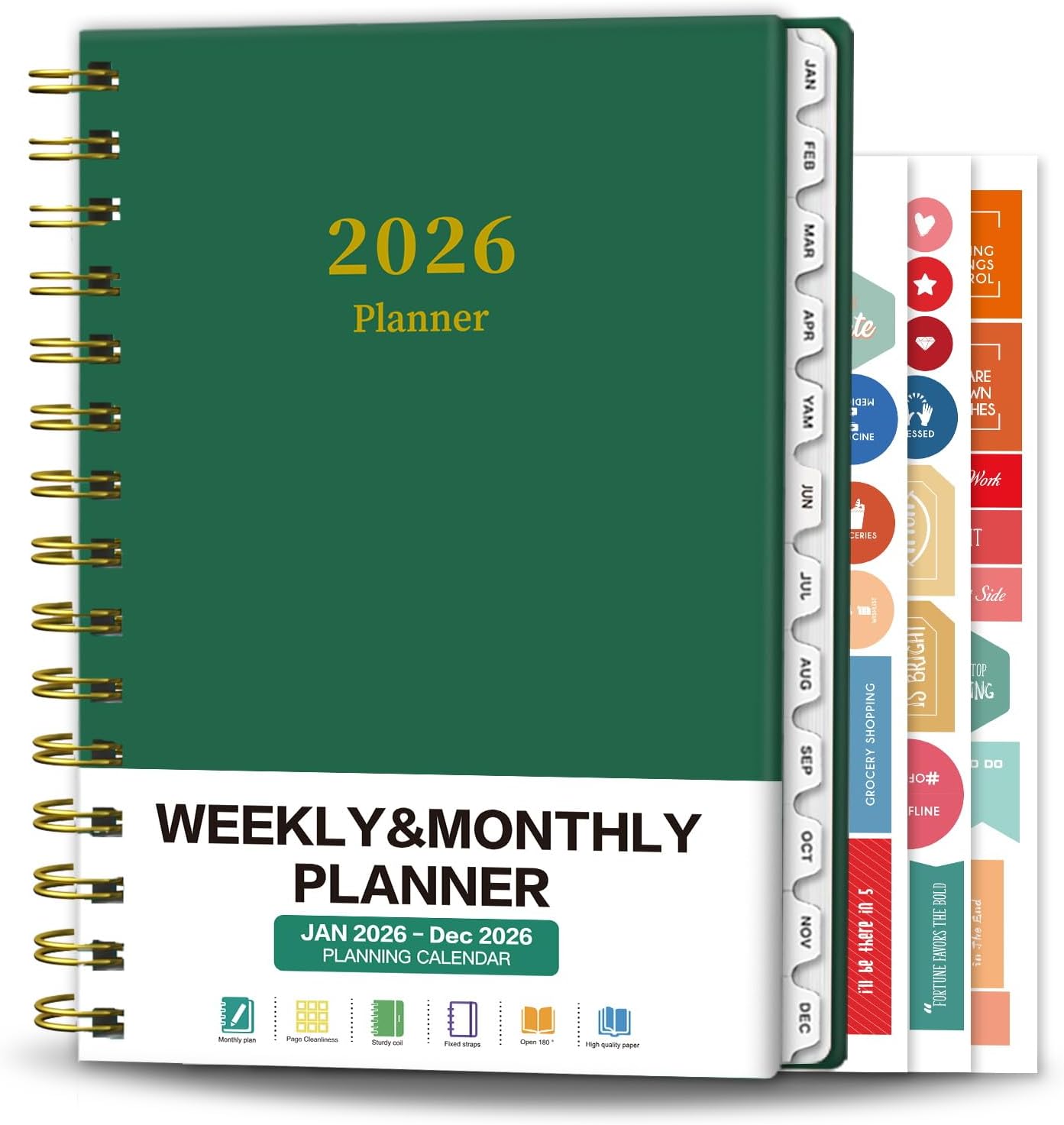 Ymumuda Academic Planner 2026, Daily Weekly and Monthly Calendar Planner (Jan. 2026-Dec. 2026),8.4"×6.3", Hardcover Notebook Teacher Supplies, Premium Thick Paper, Planners for School Work Office