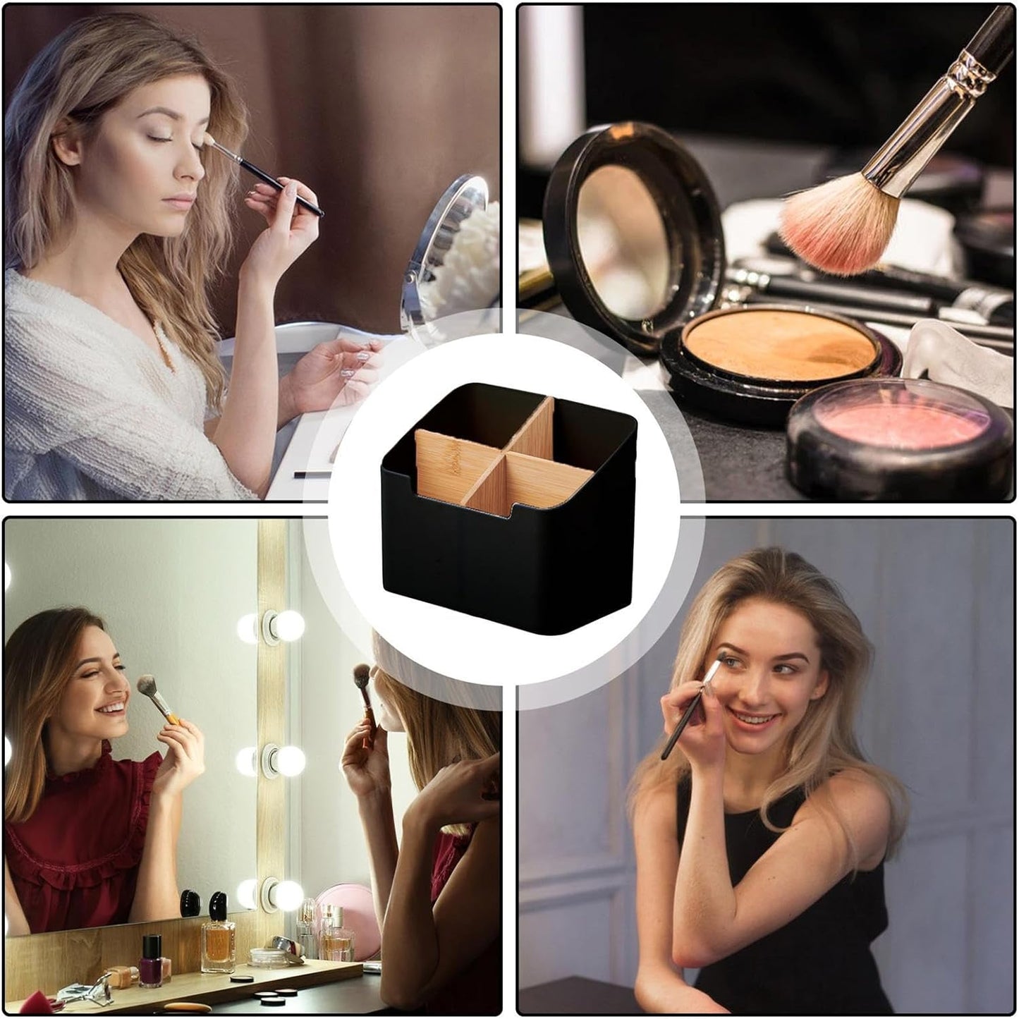 Remote Caddy Organizer - 4-Divided Desktop Holder, Compact Storage Tray, Multi Slot Utility Box | Perfect Remotes Pens Cosmetics Brushes Phones Tableside Livingrooms Bedrooms Workspaces Home Arrangeme