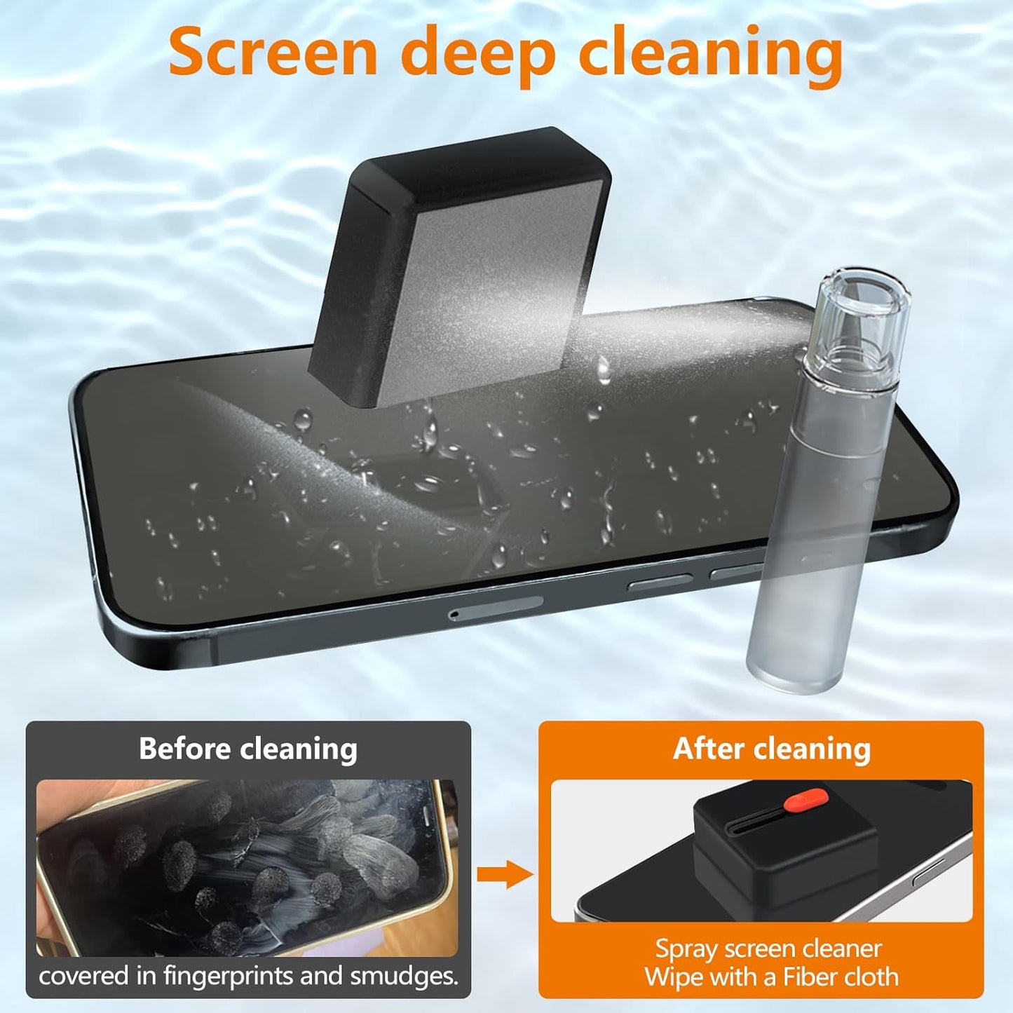 Cell Phone Cleaning Kit, iPhone Cleaning Kit for Charging Port Cleaner Keyboard Cleaning Kit for Airpods/Android/USB C/Earbuds/Laptop/iPad/Camera Lens with Stylus Pen (Black (with Putty and Cloth))