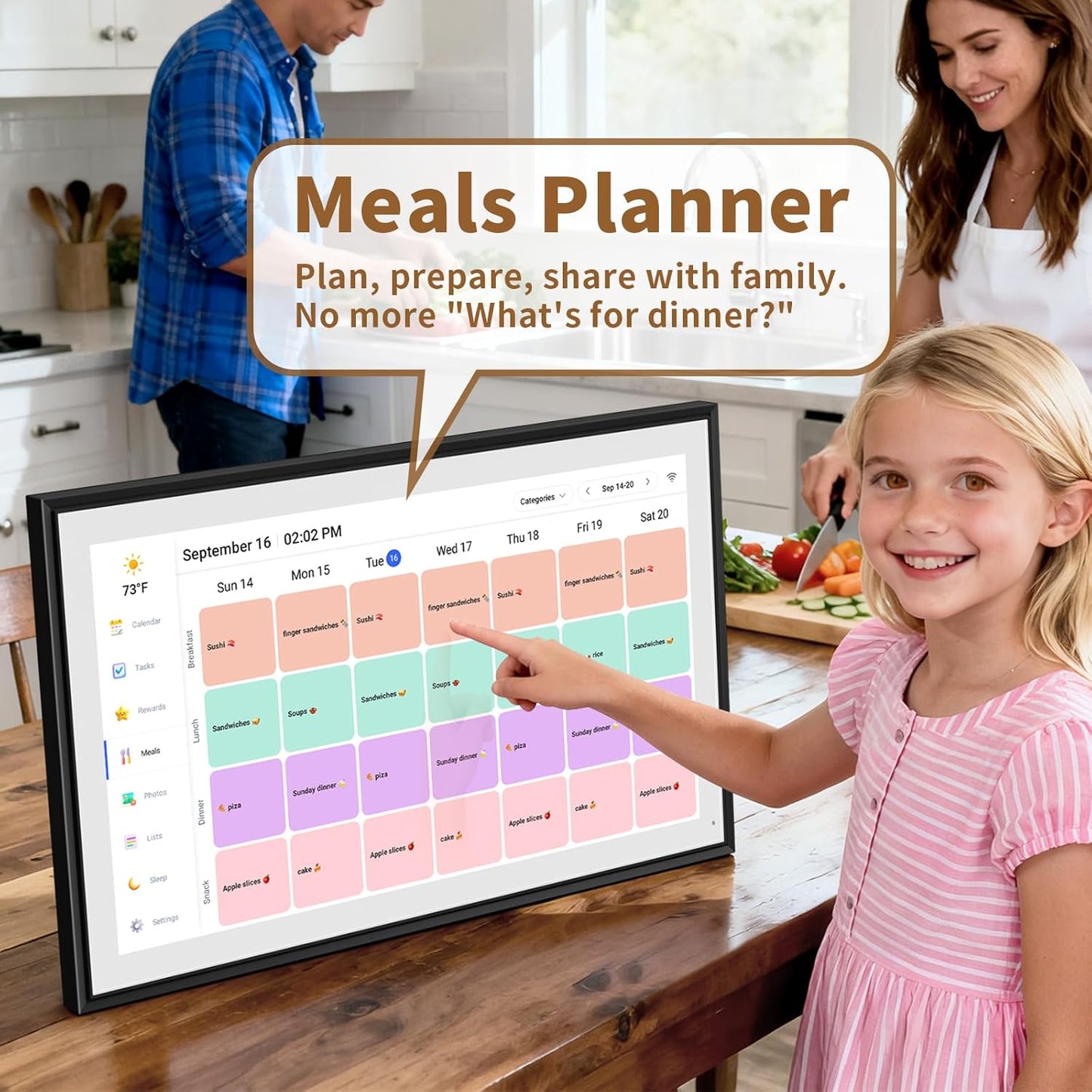 Canupdog 21.5 Inch Digital Calendar, Electronic Planner & Chore Chart, Task Rewards System, Family Photo Display, Syncs with Online Calendars, Interactive Display for Family Schedules, Christmas Gifts for Women Mom