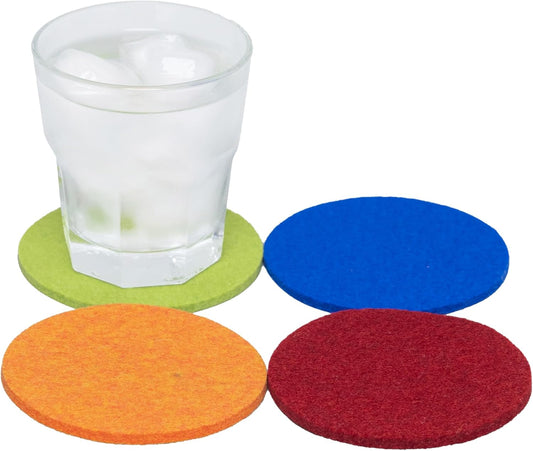 Graf Lantz - Bierfilzl Merino Wool Round Coasters Set of 4 - Carnival (4"x4"x5mm) - Absorbs 30% of Weight - Natural German Wool - Heat Resistant, Sustainable, Reusable - Home Decor
