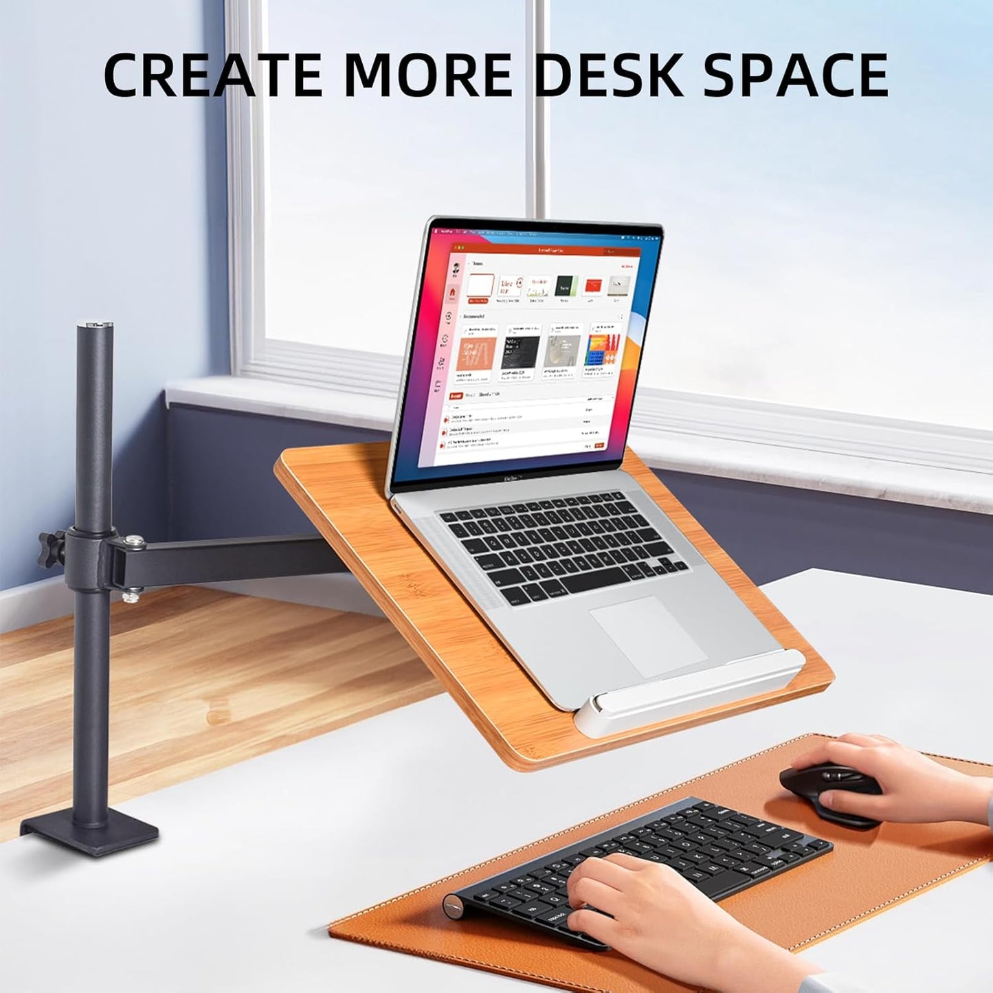 wishacc Premium Height Adjustable Book Stand - Clamp-On Tabletop Holder with Sturdy Page Clips | Aluminum Alloy & Wood Construction for Reading