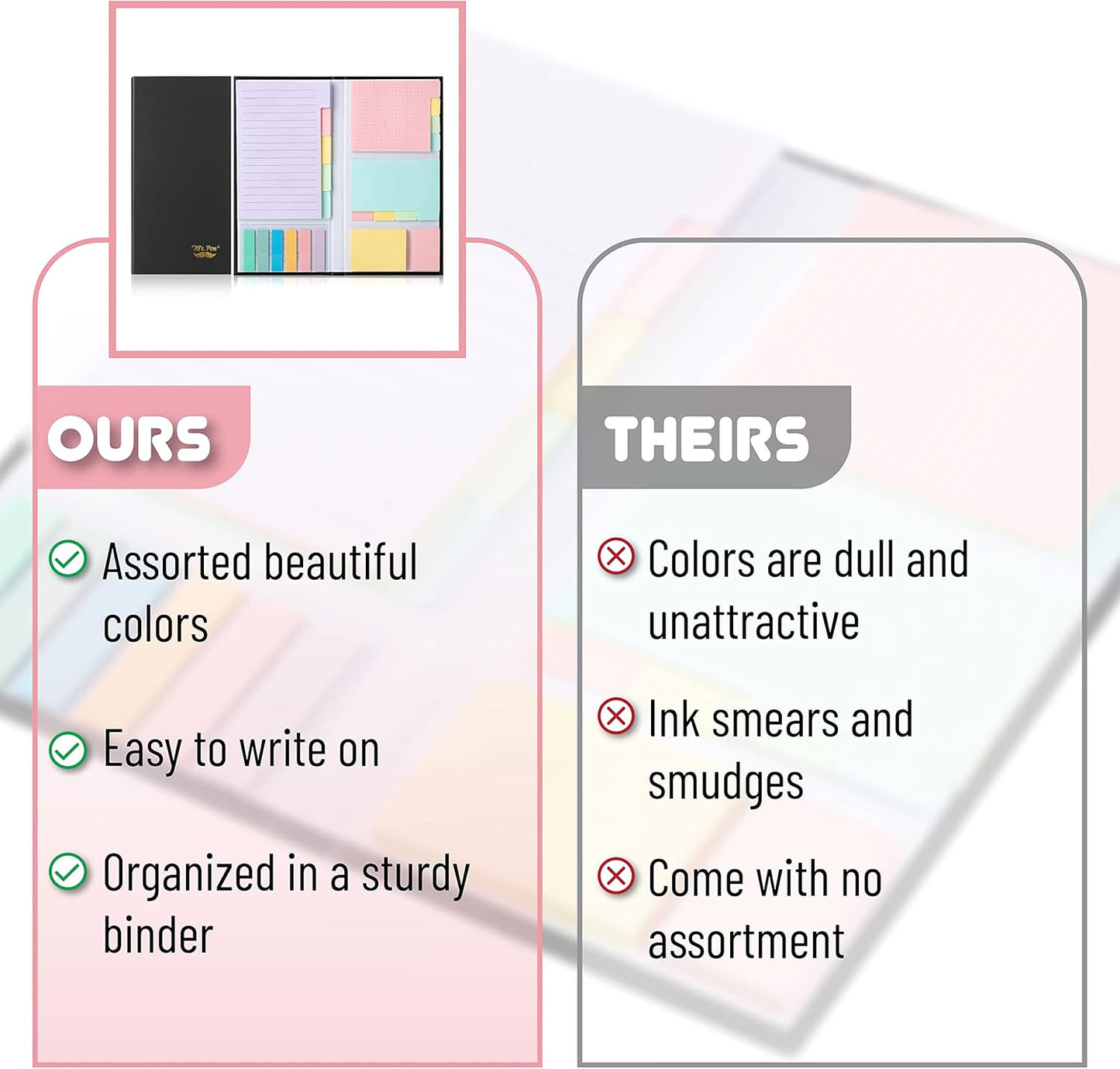 Mr. Pen- Sticky Notes Set, 410 Pack, Pastel Colors, Divider Sticky Notes, School Supplies, Office Supplies, Planner Sticky Note Dividers Tabs, Book Notes