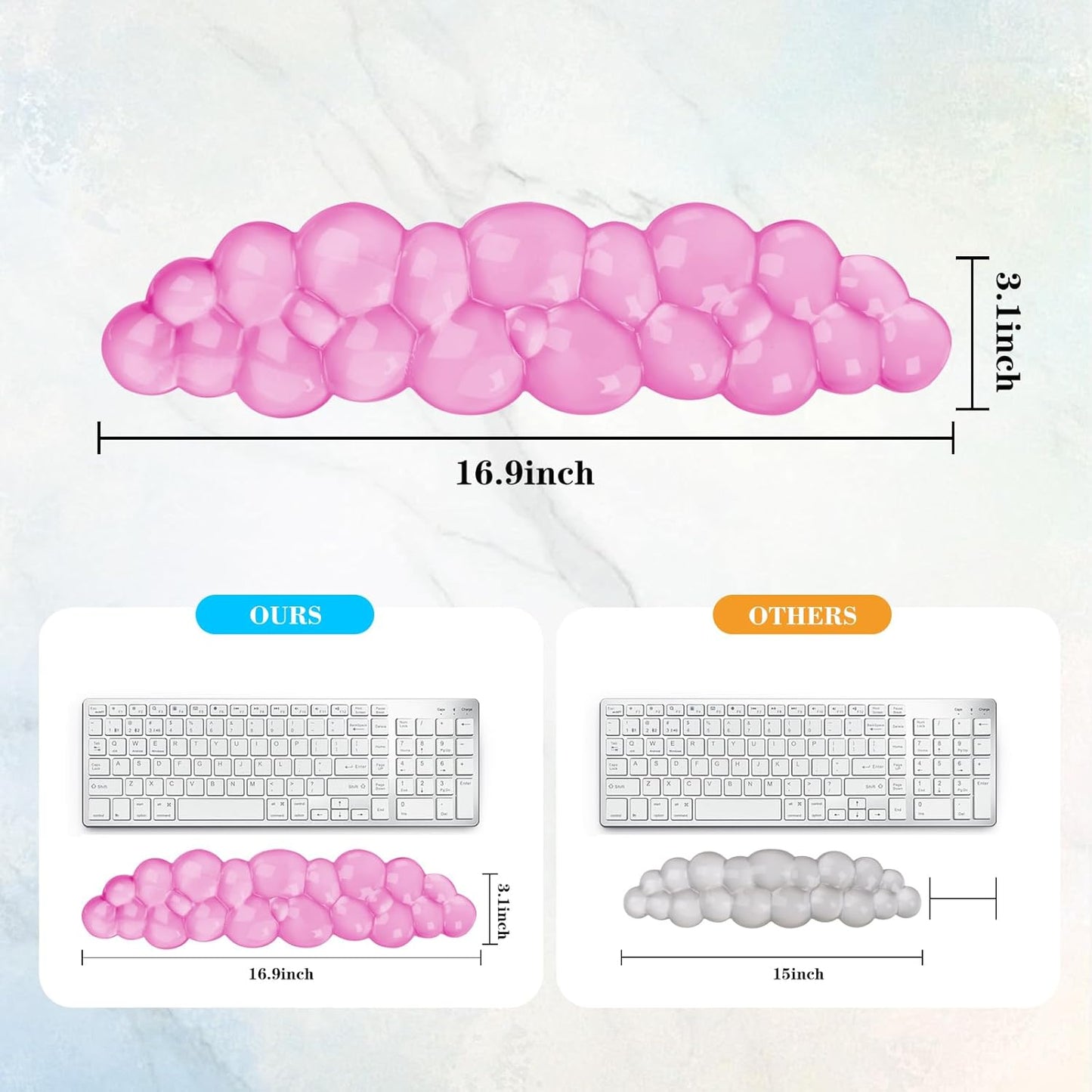 Gel Cloud Keyboard Wrist Rest, Cute Wrist Support and Arm Support Keyboard Rest for Keyboard Typing Pain Relief，Suitable for Office/Computer/Laptop/Gaming（Keyboard Wrist Rest Pink）