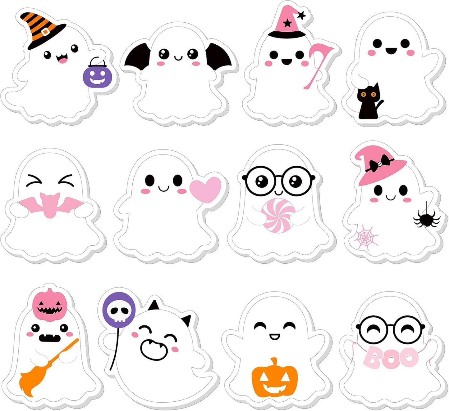 Yinder 24 Pads Cute Sticky Notes Fun Kawaii Animal Sticky Notes Pads Bulk Cartoon Memo Self Adhesive Gift for Christmas Veterinary Office School Tab Party Supplies(Ghost)