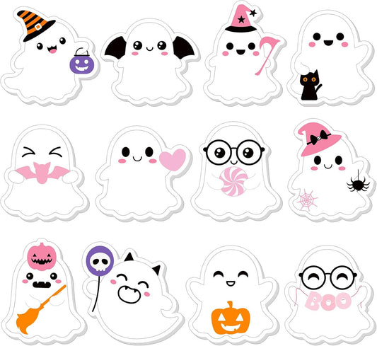 Yinder 24 Pads Cute Sticky Notes Fun Kawaii Animal Sticky Notes Pads Bulk Cartoon Memo Self Adhesive Gift for Christmas Veterinary Office School Tab Party Supplies(Ghost)