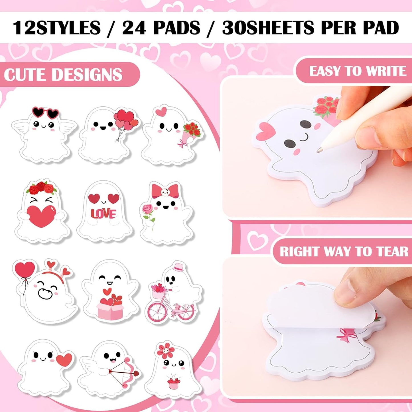 Yinder 24 Pads Cute Sticky Notes Fun Kawaii Animal Sticky Notes Pads Bulk Cartoon Memo Self Adhesive Gift for Christmas Veterinary Office School Tab Party Supplies(Love)