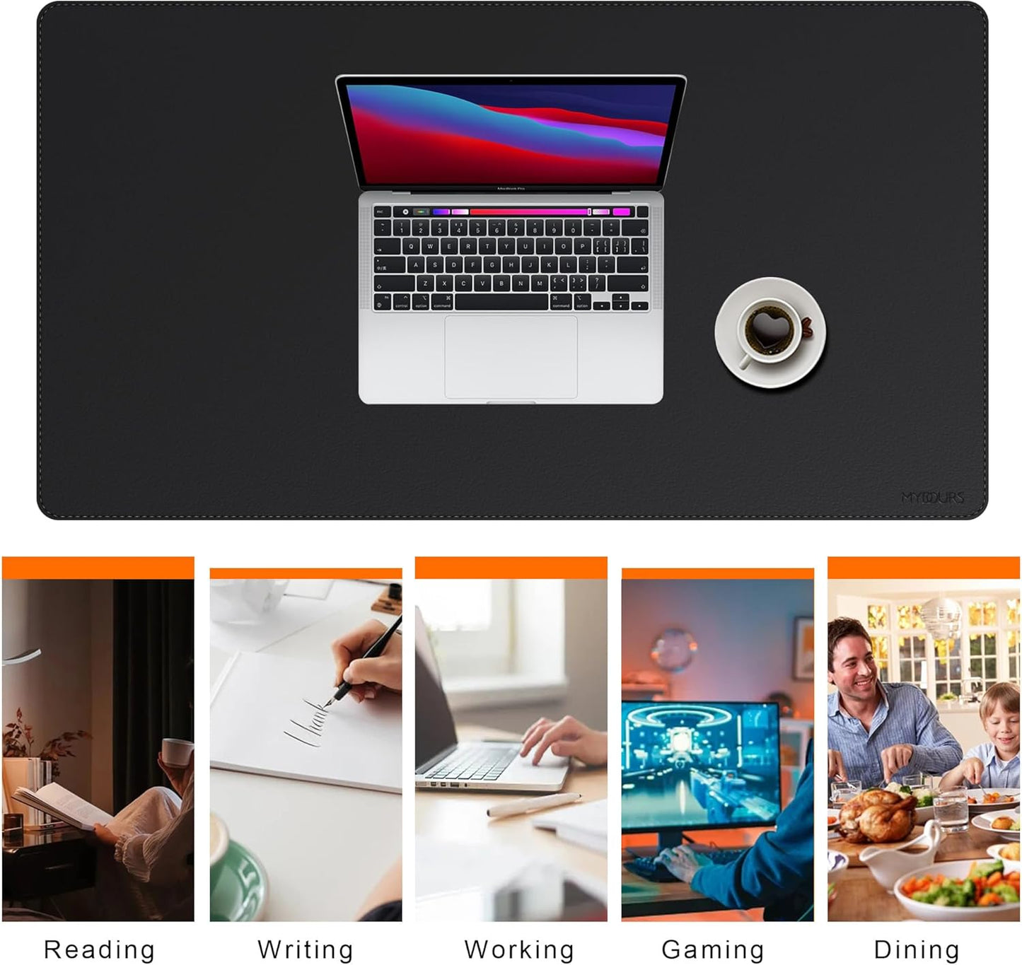 Mydours 43" x 24" Extra Large Desk Pad XXL, Desk Protector Mat with PU Leather, Large Desk Blotter Mat for Office, Home & Writing, Full Desk Pad for Keyboard and Mouse (Black)