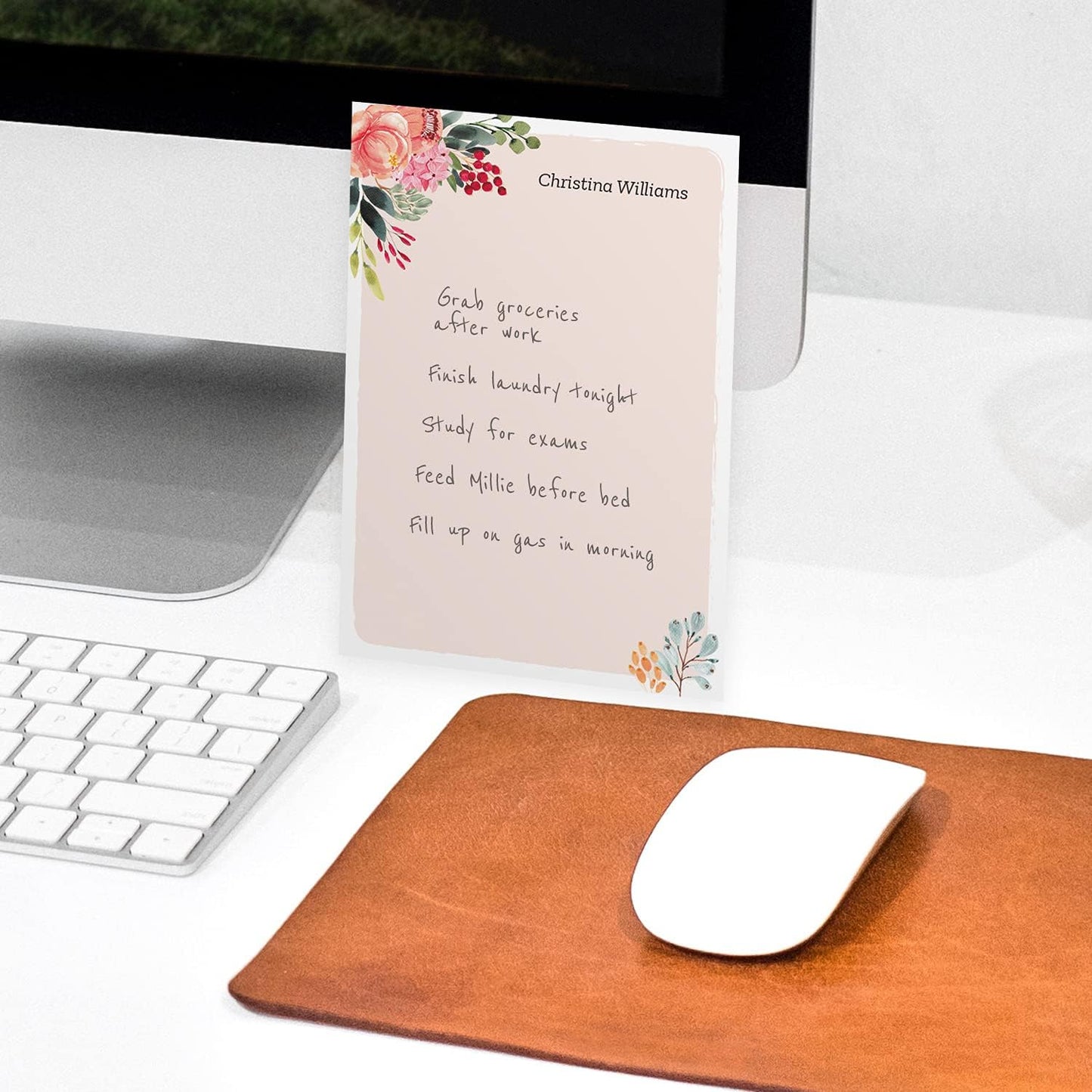 Bright Floral Personalized Sticky Note Pads / 4" x 6" Custom Sticky Notes/Set of 3 Modern Pads / 50 Sheets Per Pad