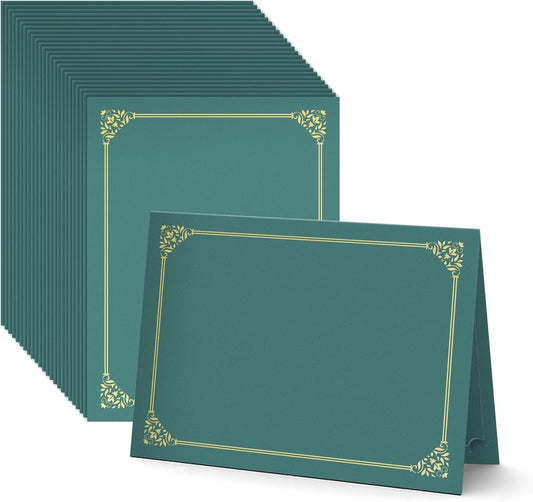 BELLE KR® Green Certificate Holders 8.5 x 11, 50 Pcs - Used as Award Certificate Folders with Gold Foil Border for Letter Size 8.5" x 11" Certificates, Awards, Documents and Diplomas