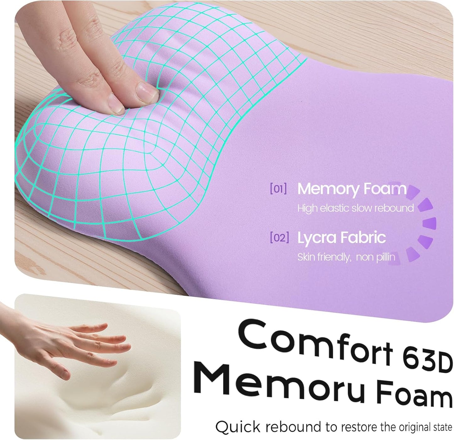 Ergonomic Mouse Pad with Wrist Rest - Mousepad Wrist Support, Memory Foam with Massage Design Wrist Rest for Mouse