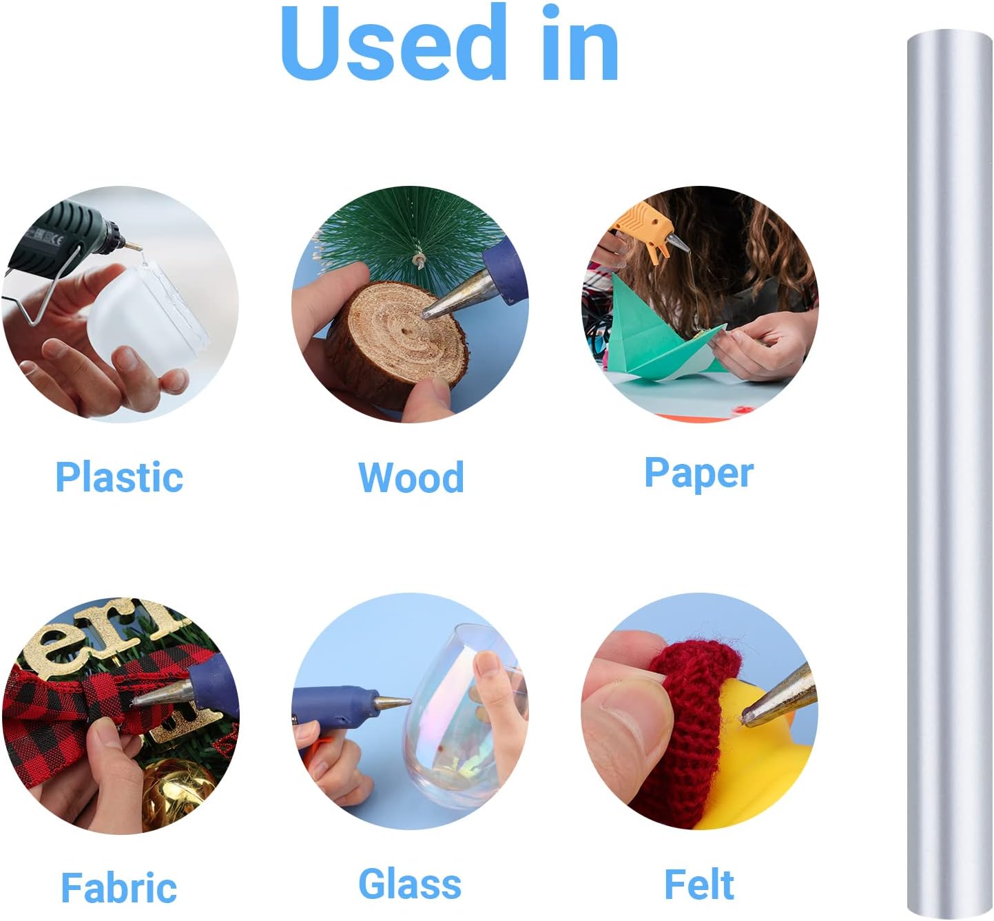 ENPOINT Metallic Silver Hot Glue Sticks, 36 Pcs Full Size Hot Melt Glue Sticks Colored, 4" Long x 0.43" Dia Adhesive EVA Glue Sticks Standard for DIY Art Craft Decoration Letter Stamp