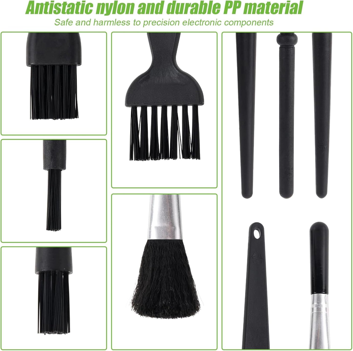 6pcs Keyboard Cleaning Kit, Stainless Steel Keycap Puller & Anti Static Dust Brush Portable Keyboard Cleaning Brushes for Computer Keyboards Camera Motherboard Desk Office Equipment