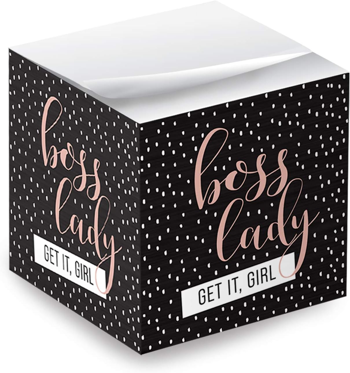 Boss Lady Sticky Note Cube / 600 Sheets / 2.75" Memo Block Printed on 4 Sides/Super Chic Empowering Design