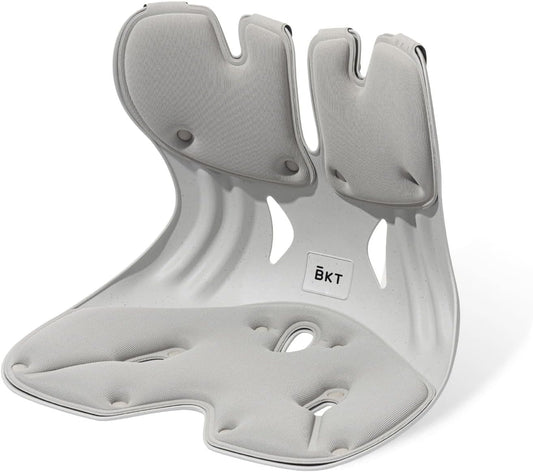 BKT Lumbar Support Seat Cushions Ergonomic Office Chair for Students Office Workers Nursing Mothers Long Sitting Outdoor Fishing Floor Chair (L-Grey)