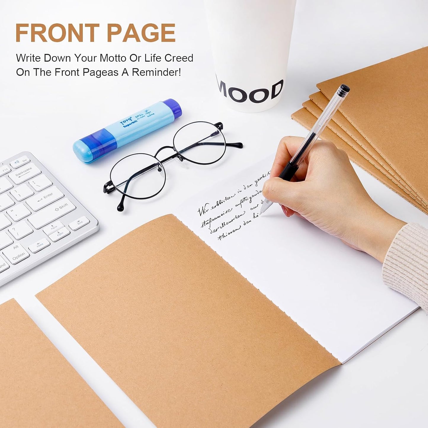 60PCS A5 Blank Kraft Notebooks Bulk, 8.3x5.5inch Unlined Paper Composition Notebook, 60 Pages Travel Journal Notebook Set for Work, School, Student,Kids and Writing