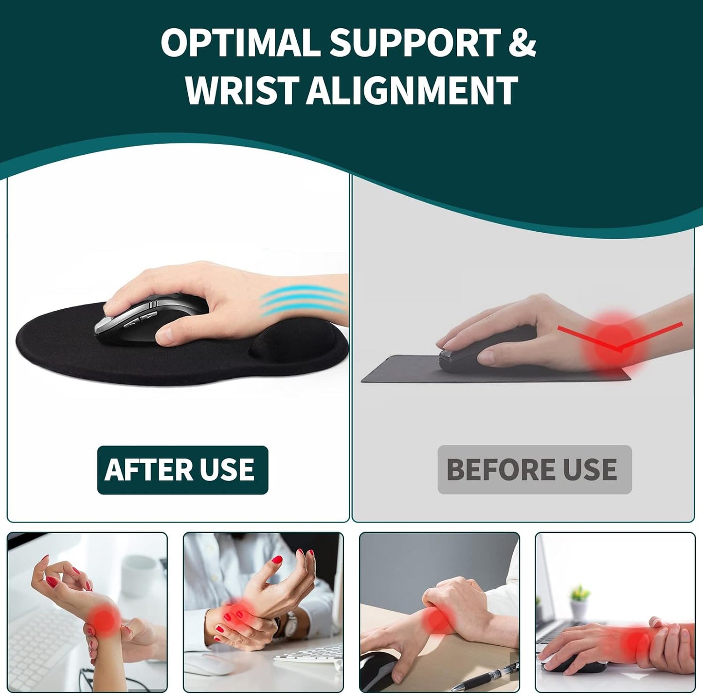eulps Mouse Pad with Wrist Rest, Comfortable Computer Mousepad with Gel Wrist Support Smooth Surface and Non-Slip PU Base for Pain Relief, Laptop, Office & Home (Tropical Plants)
