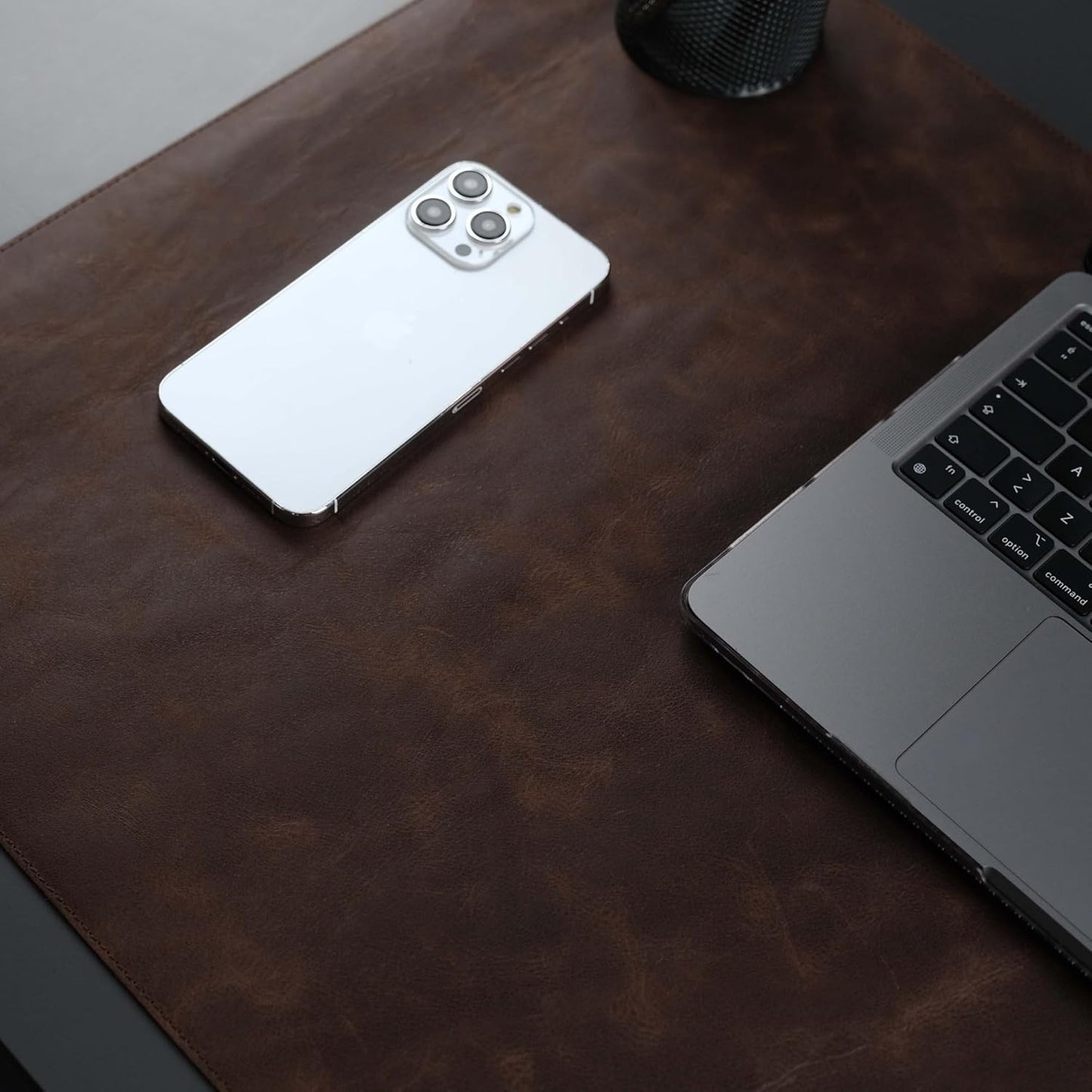 Jersey Genuine Calfskin Leather Desk Pad, Office Desk Mat with Non-Slip Bottom, Smooth Surface for Mouse & Keyboard, Desk Protector (36x19 inches) (Dark Brown)