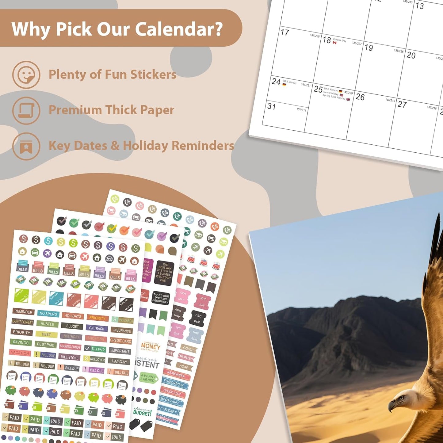 2026 Wall Calendar, Large Monthly Wall Calendar Dogs, Jan 2026 - Dec 2026, 12" x 24" (Opened), Hanging Planning Calendars for Family Home Office Supplies