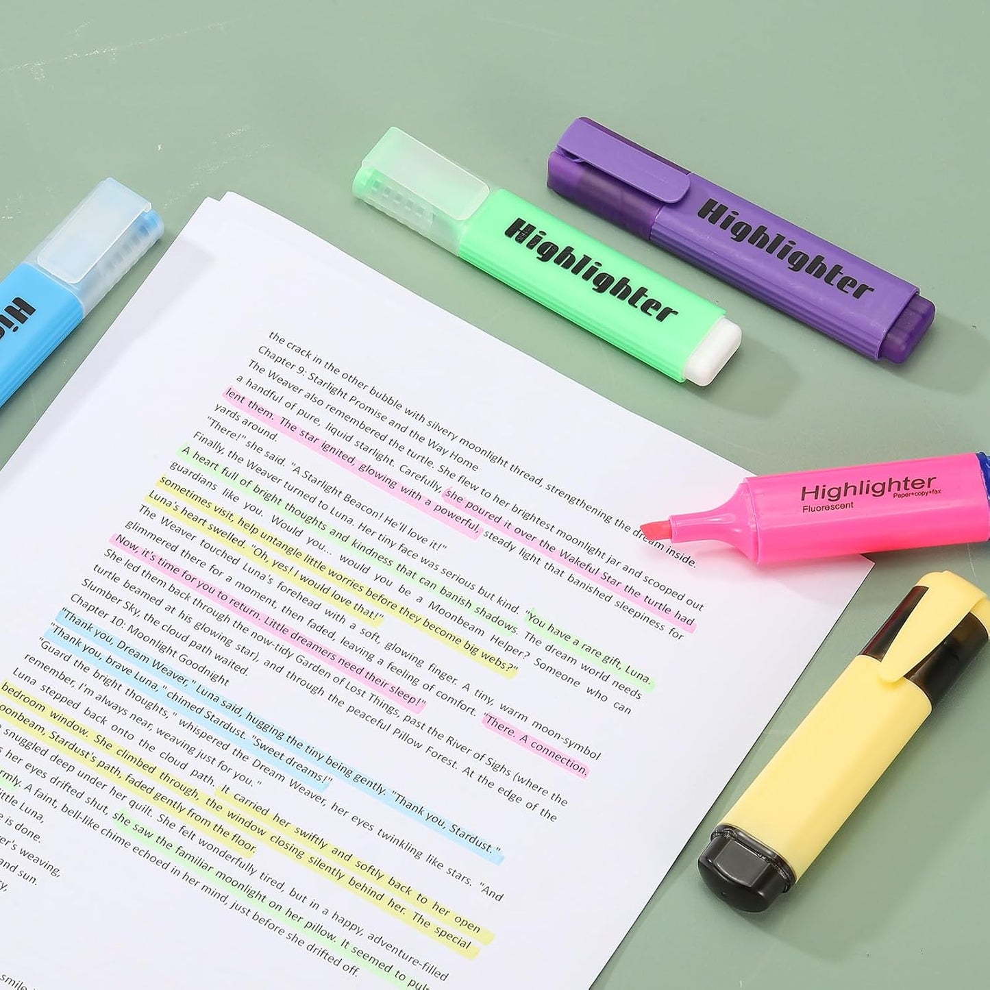 PATIKIL Cute Highlighters, 6 Pack no Bleeding High Lighters Colored Marker Pens Large Capacity Big Bulk Pastel for Office Supplies Books Journal Studying DIY Home, Light Green