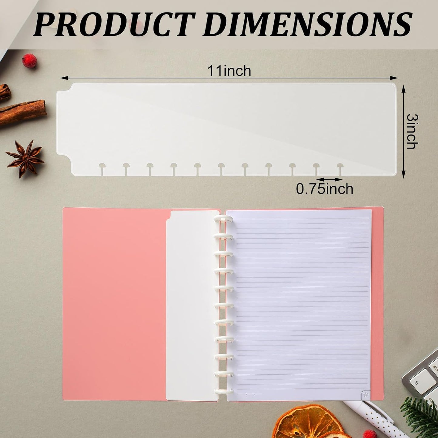 Affrolling12 Tab Discbound Dividers Classic 11 Discs Classic Planners 11 Inch Dashboard Semi-Transparent Blank Top Index Dividers Disc Bound Planner Supplies for Discbound Notebooks Office