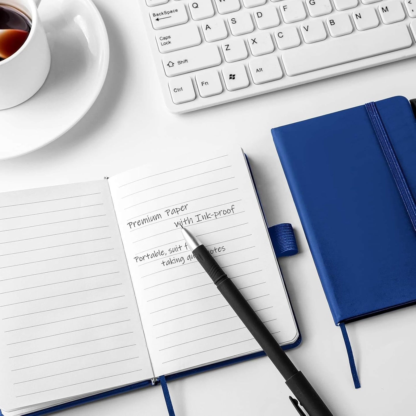 Laumoi 36 Sets Pocket Notebook Journals with Pens A6 Cute Small Journal Notebook Ruled Lined Mini Notepad Hardcover Executive Notebooks Set with Pen Holder for School Office, 3.7 x 5.7 Inch(Royal)