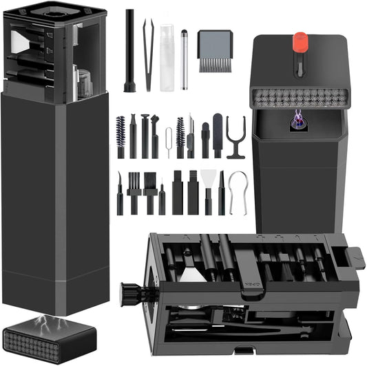 Cell Phone Cleaning Kit, iPhone Cleaning Kit for Charging Port Cleaner Keyboard Cleaning Kit for Airpods/Android/USB C/Earbuds/Laptop/iPad/Camera Lens with Stylus Pen (Black)