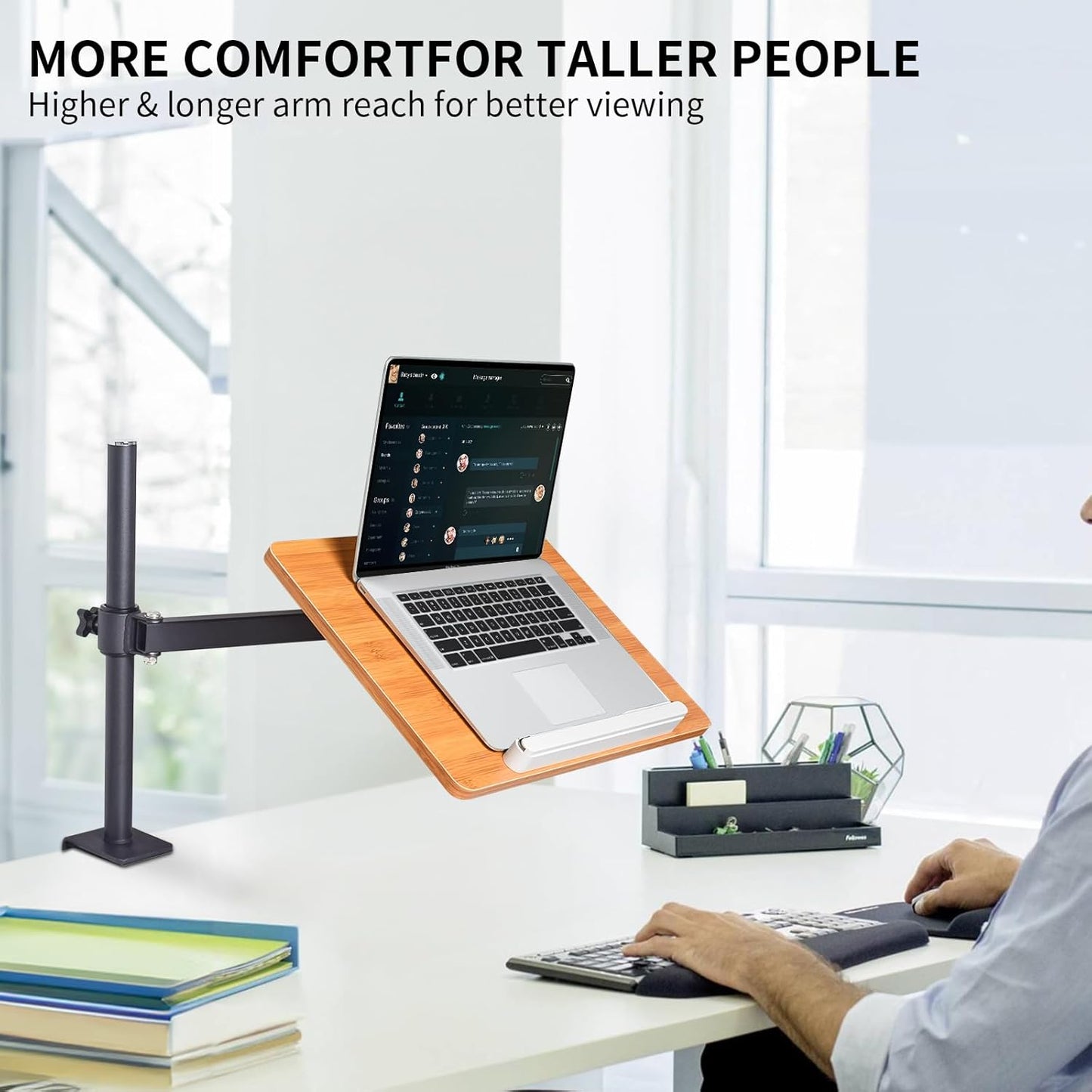 wishacc Premium Height Adjustable Book Stand - Clamp-On Tabletop Holder with Sturdy Page Clips | Aluminum Alloy & Wood Construction for Reading