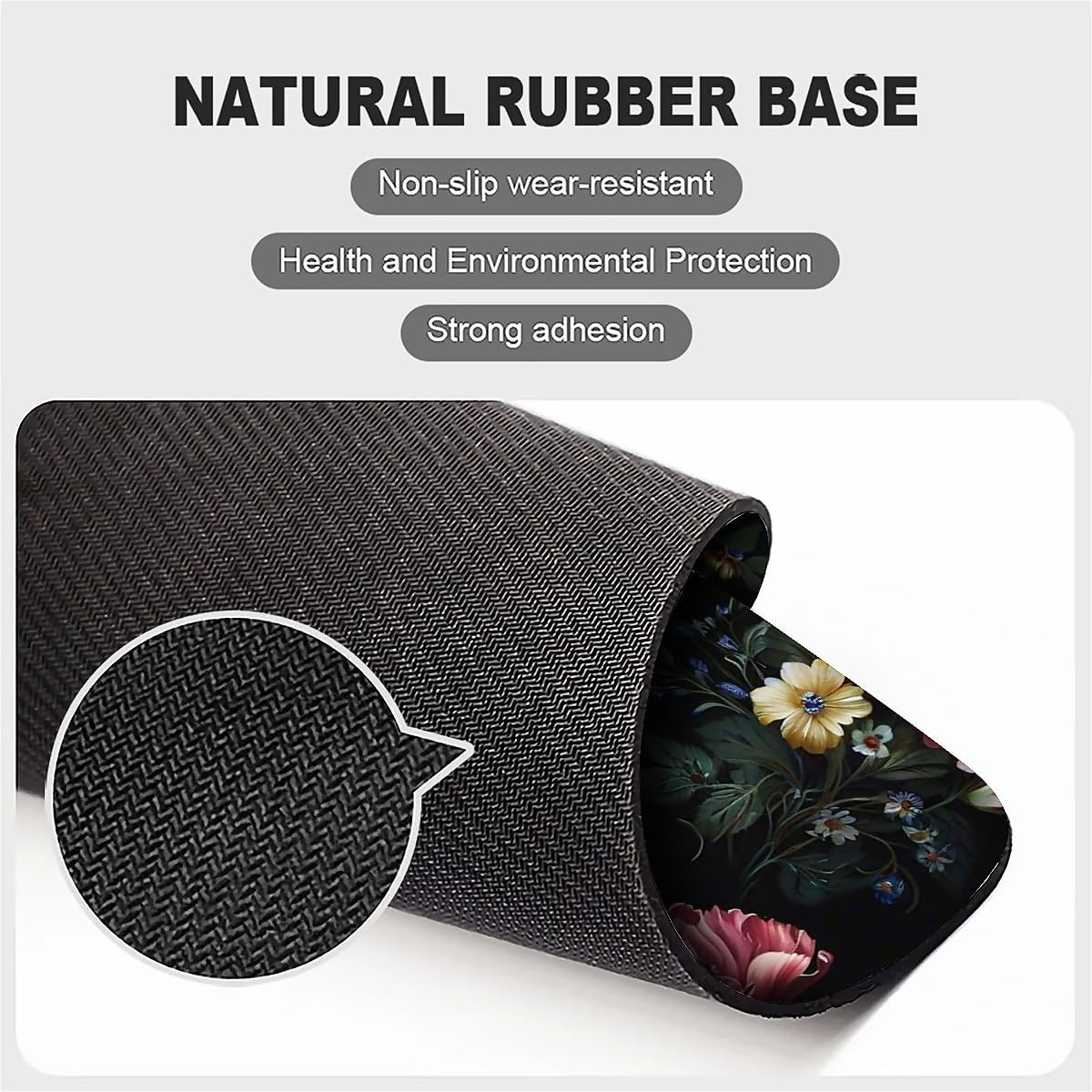 Square Mouse Pad Retro Oil Painting Flowers Plants, Personalized Premium-Textured Custom Mouse Mat Design, Washable Mousepad Cloth, Non-Slip Rubber Base Computer Mouse Pads for Wireless Mouse