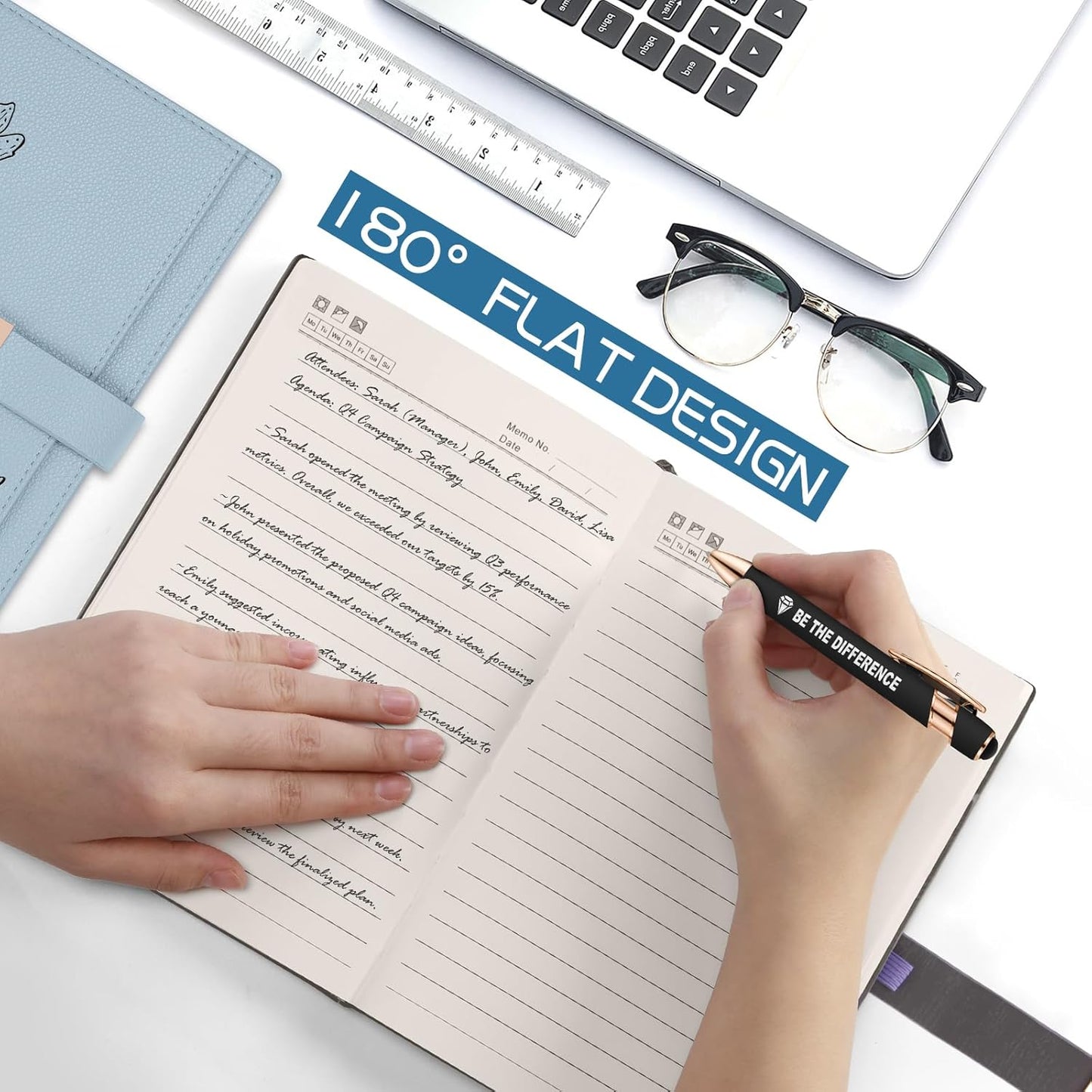 ENOMY Personalized A5 Notebook &10 PC Pens Set Custom Notebook 300 Pages Personalized Journal with Storage Pocket for Writing College Office Business Gift, Purple